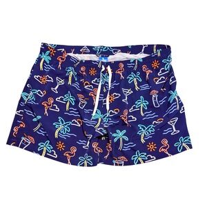 Chubbies Swim Trunks Mens 3XL Navy Neon Flamingo Palm Tree 5.5" Inseam Shorts